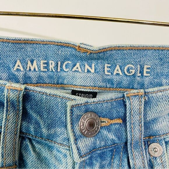 American Eagle Outfitters Womens Light Blue Washed Distressed 90s Straight Jeans - Picture 2 of 6